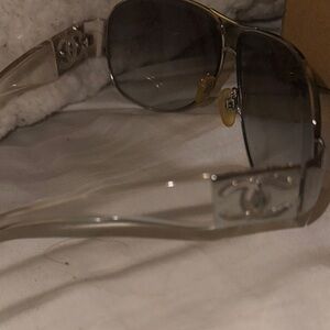 CHANEL Aviator- Sunglasses with  Metal Frames has serial numbers on the side.